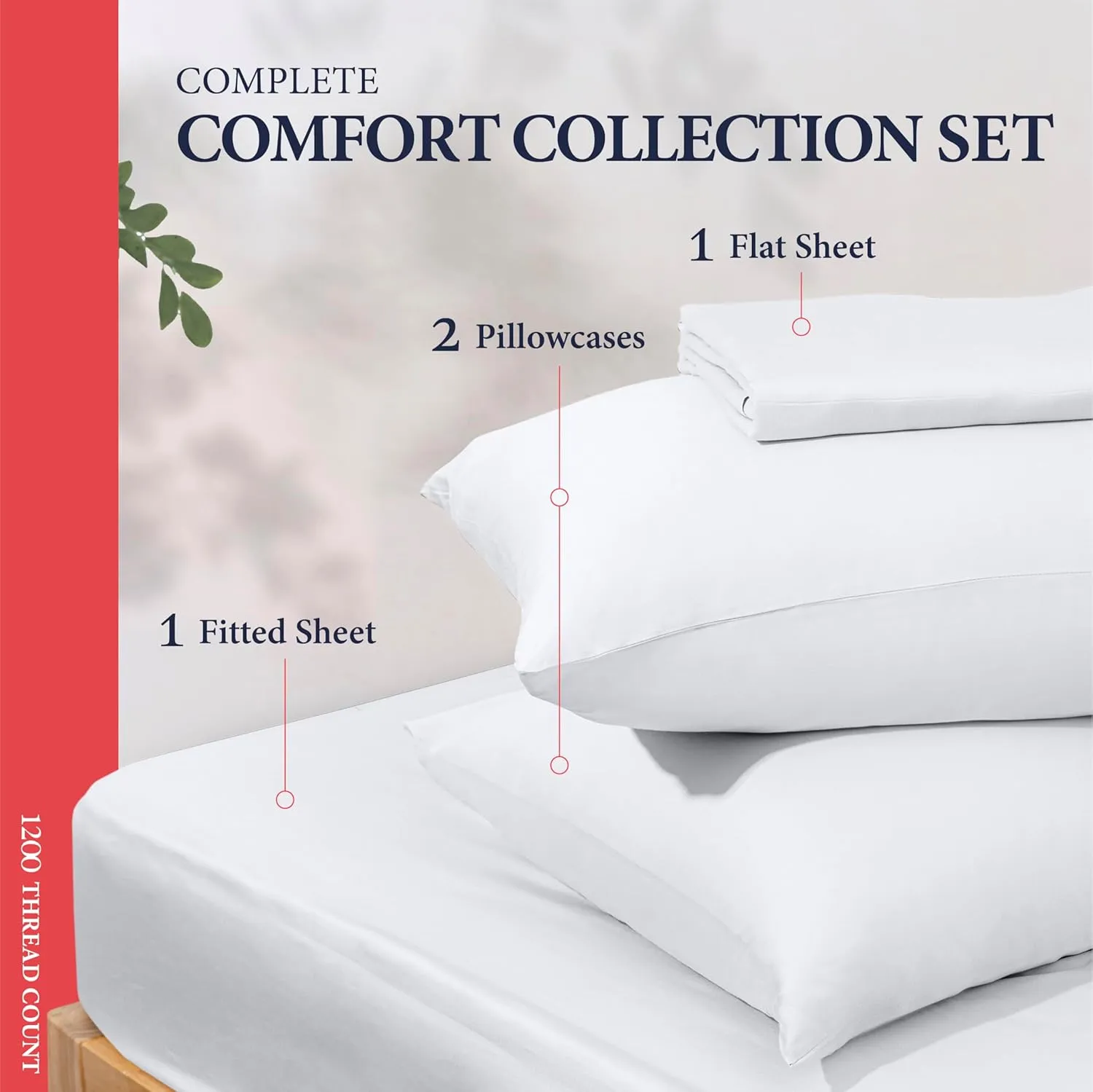 Ashton Sheets 100% Egyptian Cotton Sheets Queen Size - 1200 Thread Count 4 PC Queen Sheet Set Egyptian Cotton, Sateen Weave Luxury Sheets Queen Size, High Thread Count Sheets, 17" Deep Pocket - White