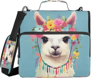 ATTX Alpaca Zipper Binder with Adjustable Padded Strap - 3 Ring 500 Sheet Capacity Binder Bag with Multi-Pocket Organizer, Fits 12 Inch Laptop#249
