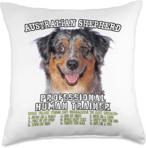 Australian Shepherd Professional Human Trainer Throw Pillow