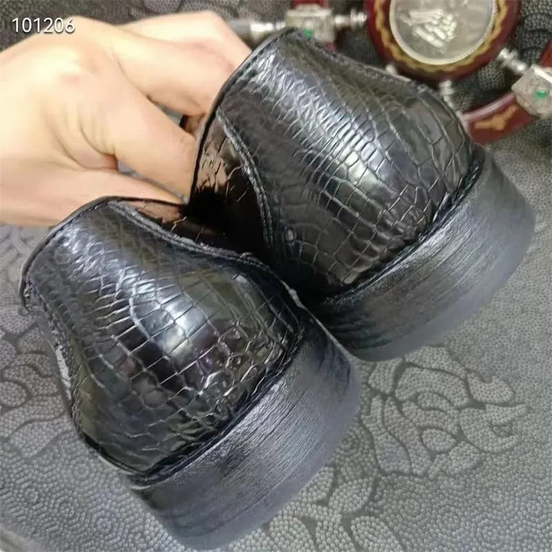 Authentic Real Crocodile Skin Soft Outsole Men's Black Tassel Shoes Genuine Exotic Alligator Leather Male Slip-on Dress Loafers
