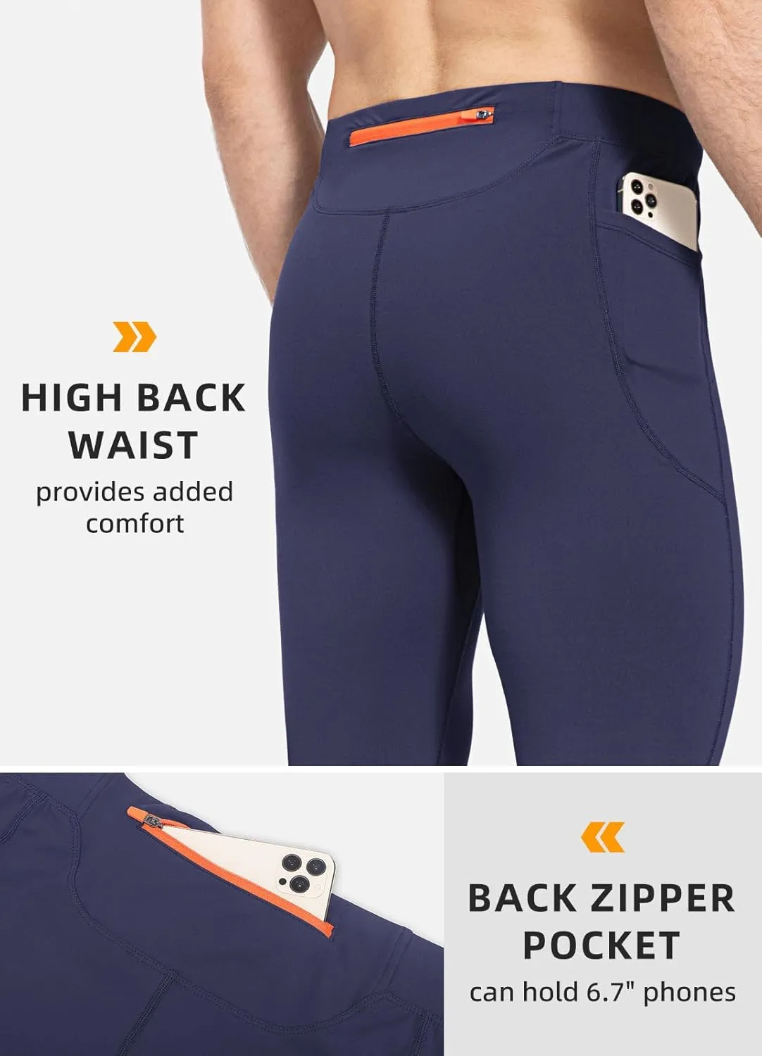 baleaf Men's Winter Running Tights Thermal Cycling Pants Water Resistant Fleece Leggings Zipper Pockets Cold Weather Gear