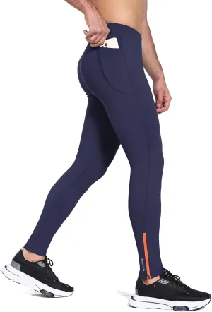 baleaf Men's Winter Running Tights Thermal Cycling Pants Water Resistant Fleece Leggings Zipper Pockets Cold Weather Gear