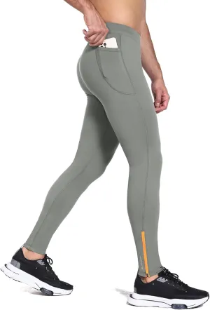 baleaf Men's Winter Running Tights Thermal Cycling Pants Water Resistant Fleece Leggings Zipper Pockets Cold Weather Gear