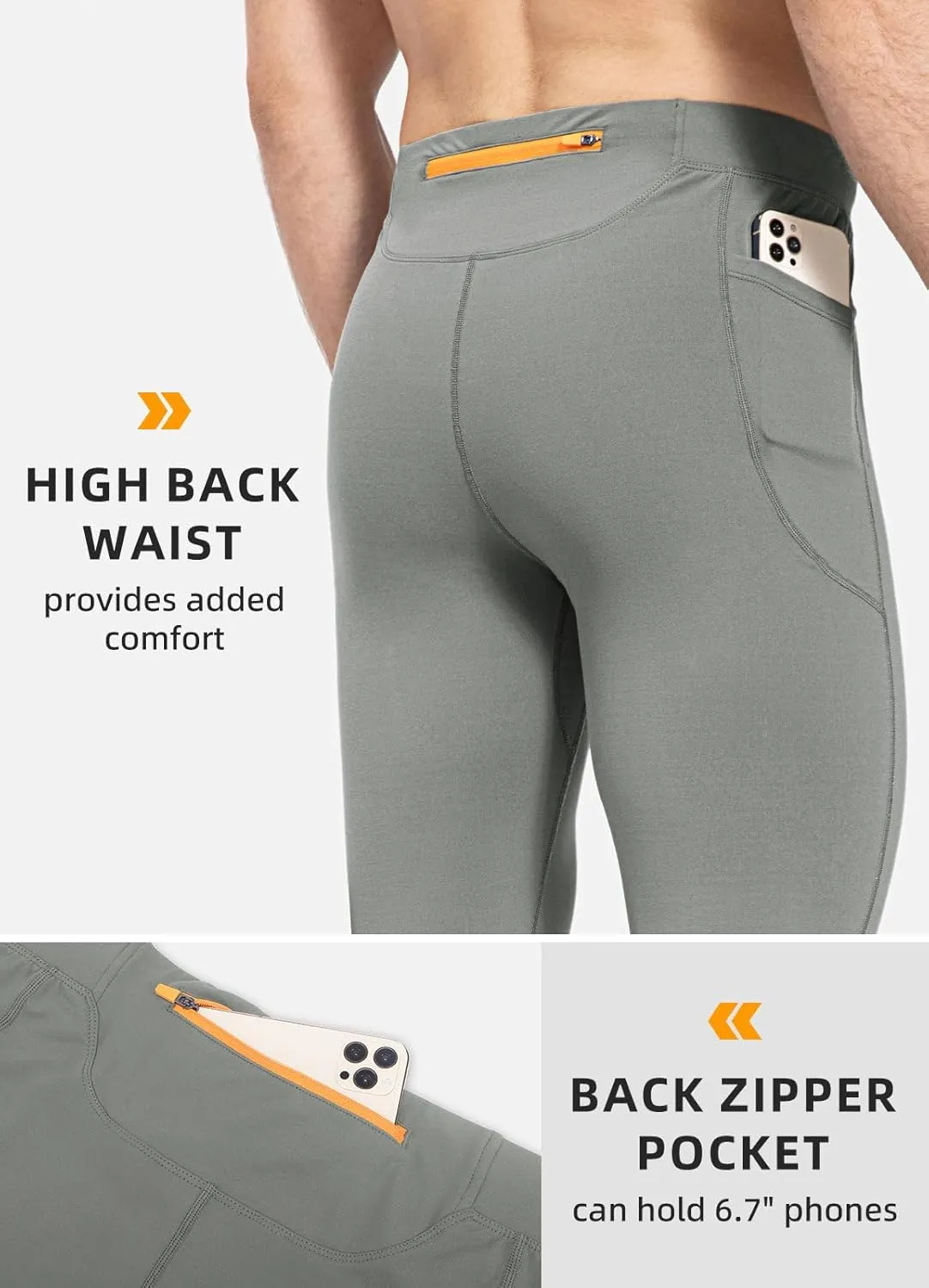baleaf Men's Winter Running Tights Thermal Cycling Pants Water Resistant Fleece Leggings Zipper Pockets Cold Weather Gear