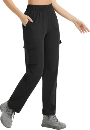 baleaf Women's Hiking Pants Water Resistant Convertible Cargo Capri Roll Up Capri UPF50  Zipper Pockets Clothing Travel