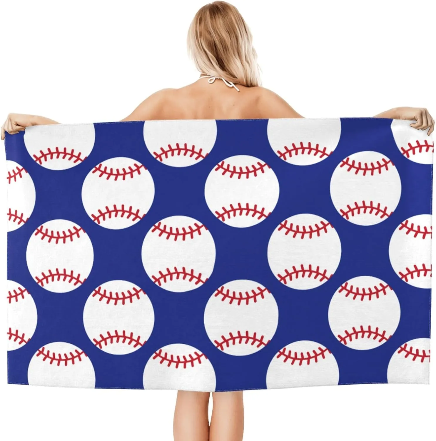 Baseball Navy Blue Beach Towel Quick Dry Microfiber Bath Towels for Bathroom Soft Sand Free Beach Towels Summer Essentials Travel Swimming Decor Gifts for Men Boys Kids