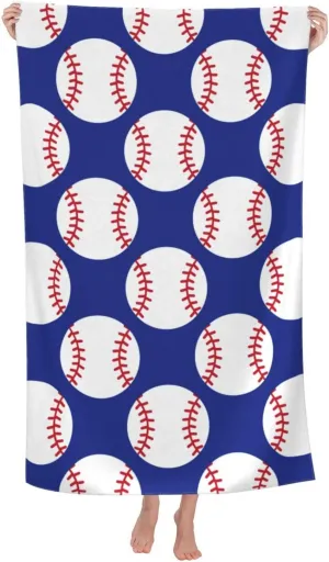 Baseball Navy Blue Beach Towel Quick Dry Microfiber Bath Towels for Bathroom Soft Sand Free Beach Towels Summer Essentials Travel Swimming Decor Gifts for Men Boys Kids