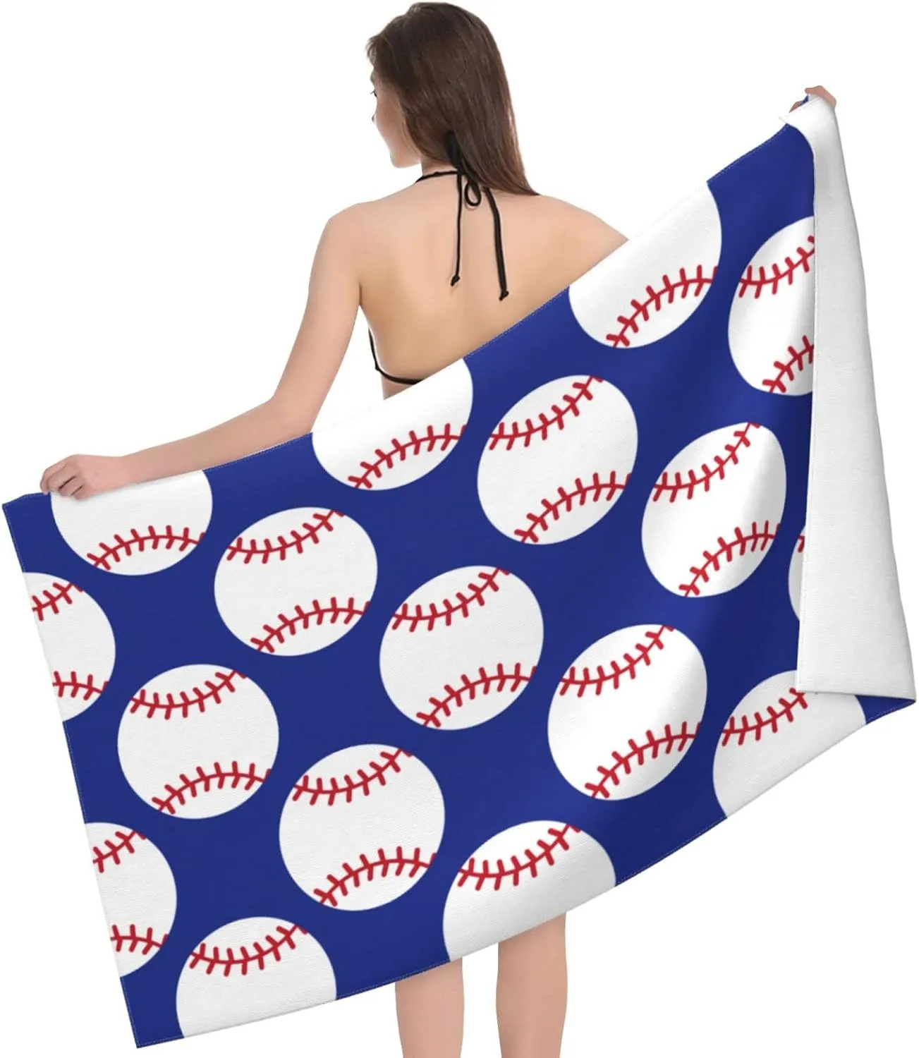 Baseball Navy Blue Beach Towel Quick Dry Microfiber Bath Towels for Bathroom Soft Sand Free Beach Towels Summer Essentials Travel Swimming Decor Gifts for Men Boys Kids