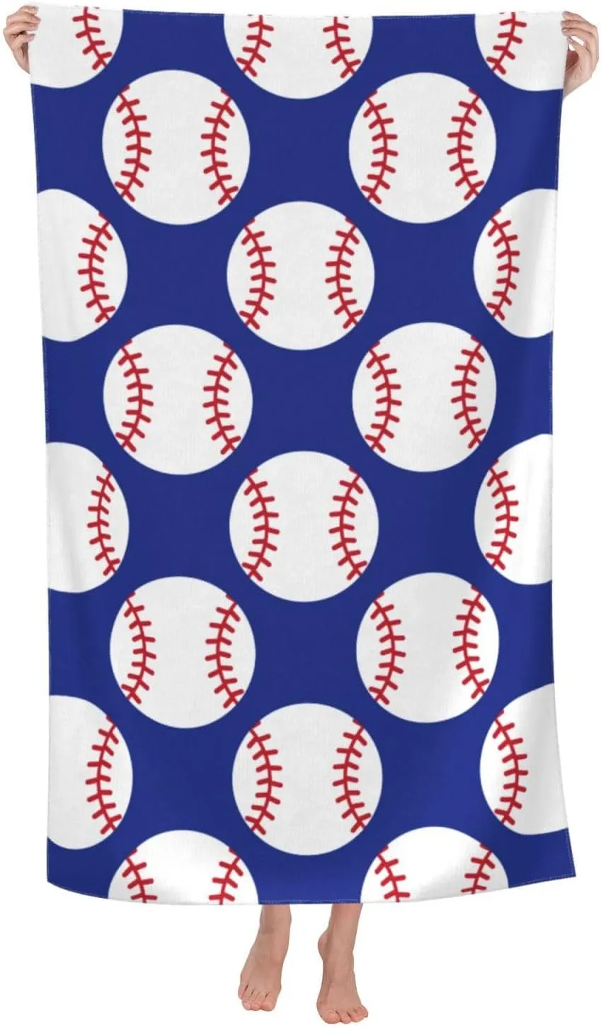 Baseball Navy Blue Beach Towel Quick Dry Microfiber Bath Towels for Bathroom Soft Sand Free Beach Towels Summer Essentials Travel Swimming Decor Gifts for Men Boys Kids