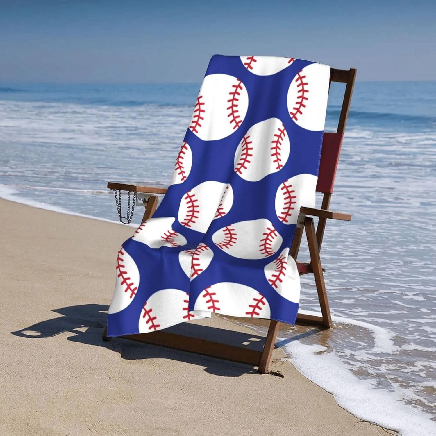 Baseball Navy Blue Beach Towel Quick Dry Microfiber Bath Towels for Bathroom Soft Sand Free Beach Towels Summer Essentials Travel Swimming Decor Gifts for Men Boys Kids