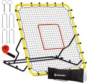 Baseball Rebounder Net, 48" x 52" Baseball & Softball Rebound Net with 3 Adjustable Angles - Pitch Back Rebound Net - Bounce Back Return Net - Fielding Trainer with Carry Bag