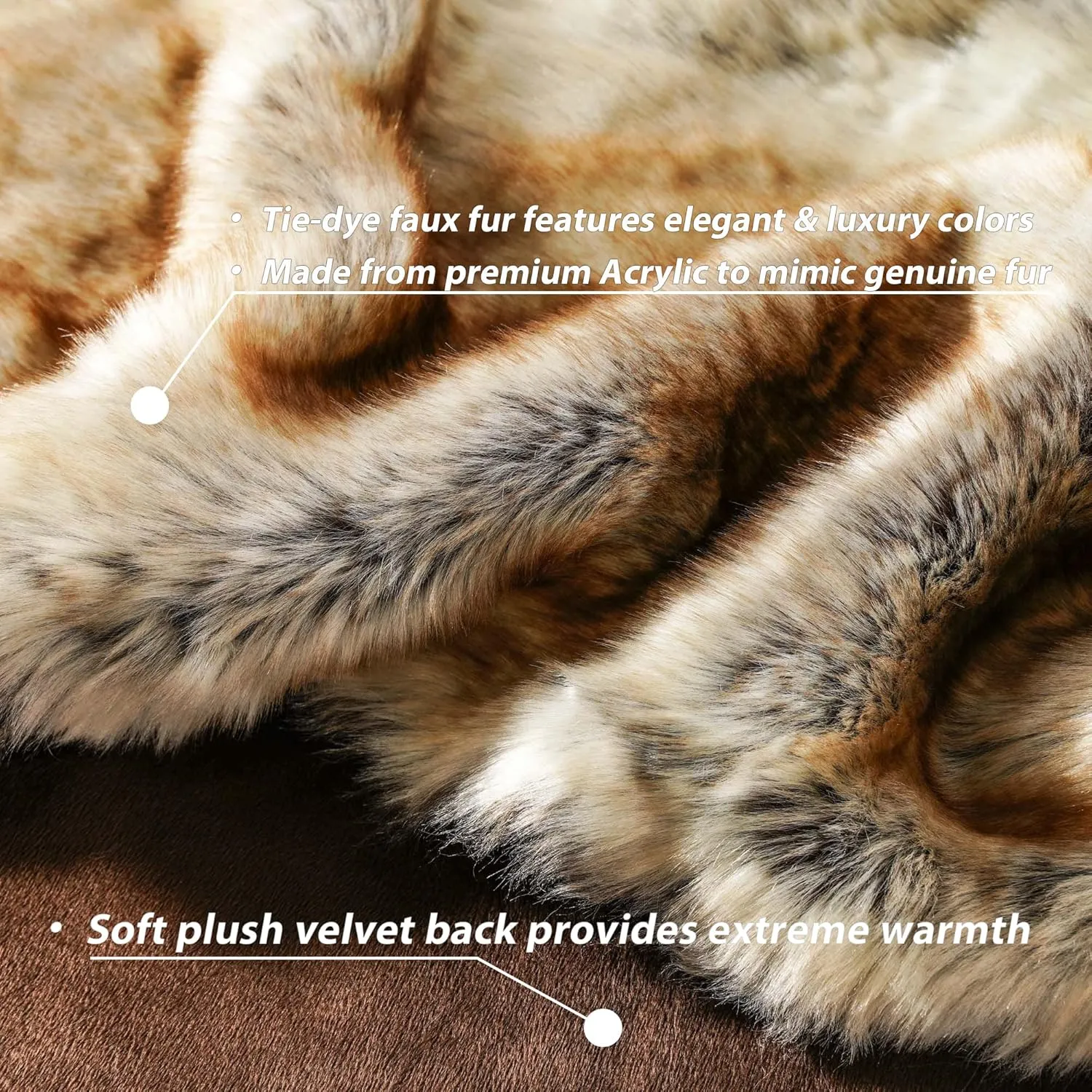 BATTILO HOME Large Brown Faux Fur Throw Blanket for Bed, Fall Fur Blanket and Throws, 60 x 80 Inches Super Soft Fuzzy Thick Warm Blankets for Couch, Reversible to Plush Velvet