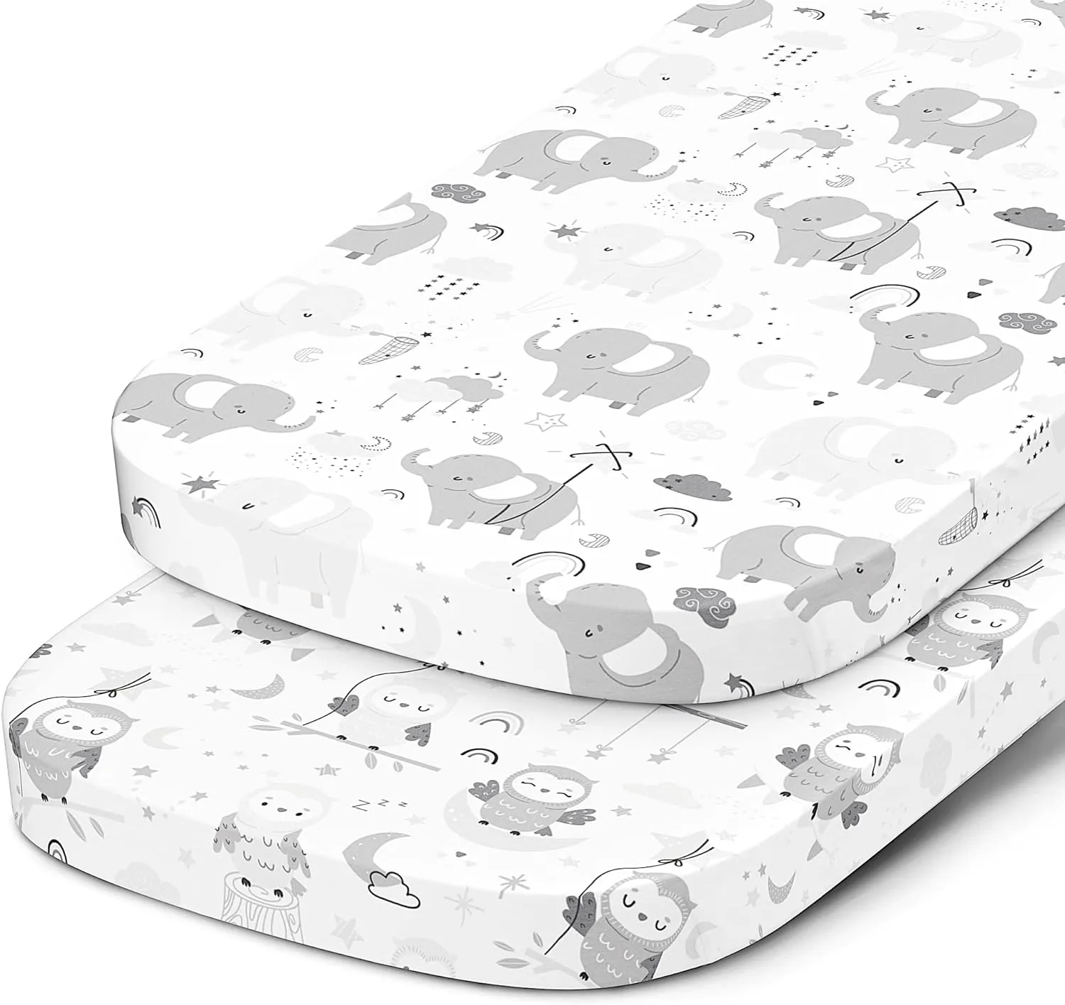 Bedside Sleeper Bassinet Sheets for 33x20 Inch Mattress Pad – Compatible with Maxi COSI Iora, Kidsclub, Angelbliss, Baby Joy, Koola Baby Bedside Bassinet – 100% Jersey Cotton – 2 Pack