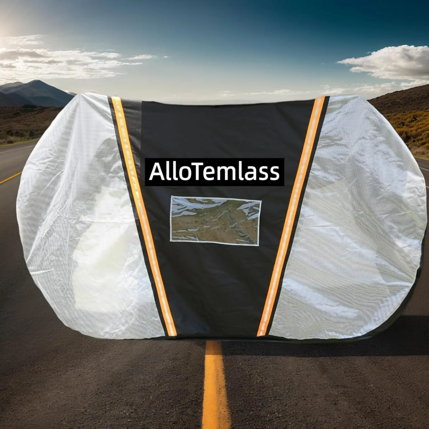Bike Cover for Car Rack Transport | Waterproof 400D Oxford, 2-Bike Capacity, License Plate Window, Reflective Strips, Quick-Release Buckles | Fits SUVs, RVs, Trucks