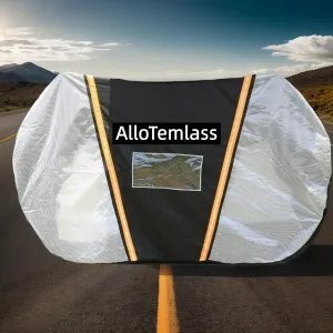 Bike Cover for Car Rack Transport | Waterproof 400D Oxford, 2-Bike Capacity, License Plate Window, Reflective Strips, Quick-Release Buckles | Fits SUVs, RVs, Trucks