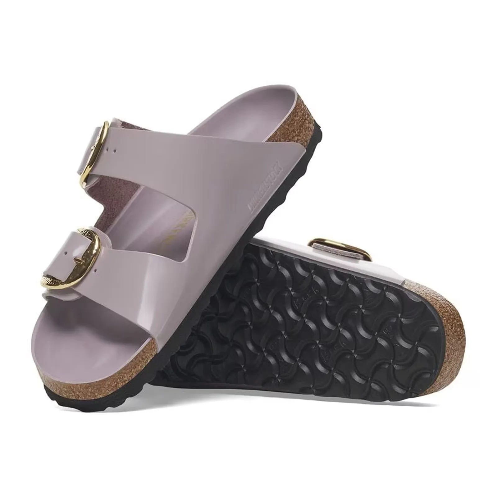 Birkenstock Arizona Hammered Big Buckle Narrow Slide Sandal (Women) - High Shine Faded Purple Leather