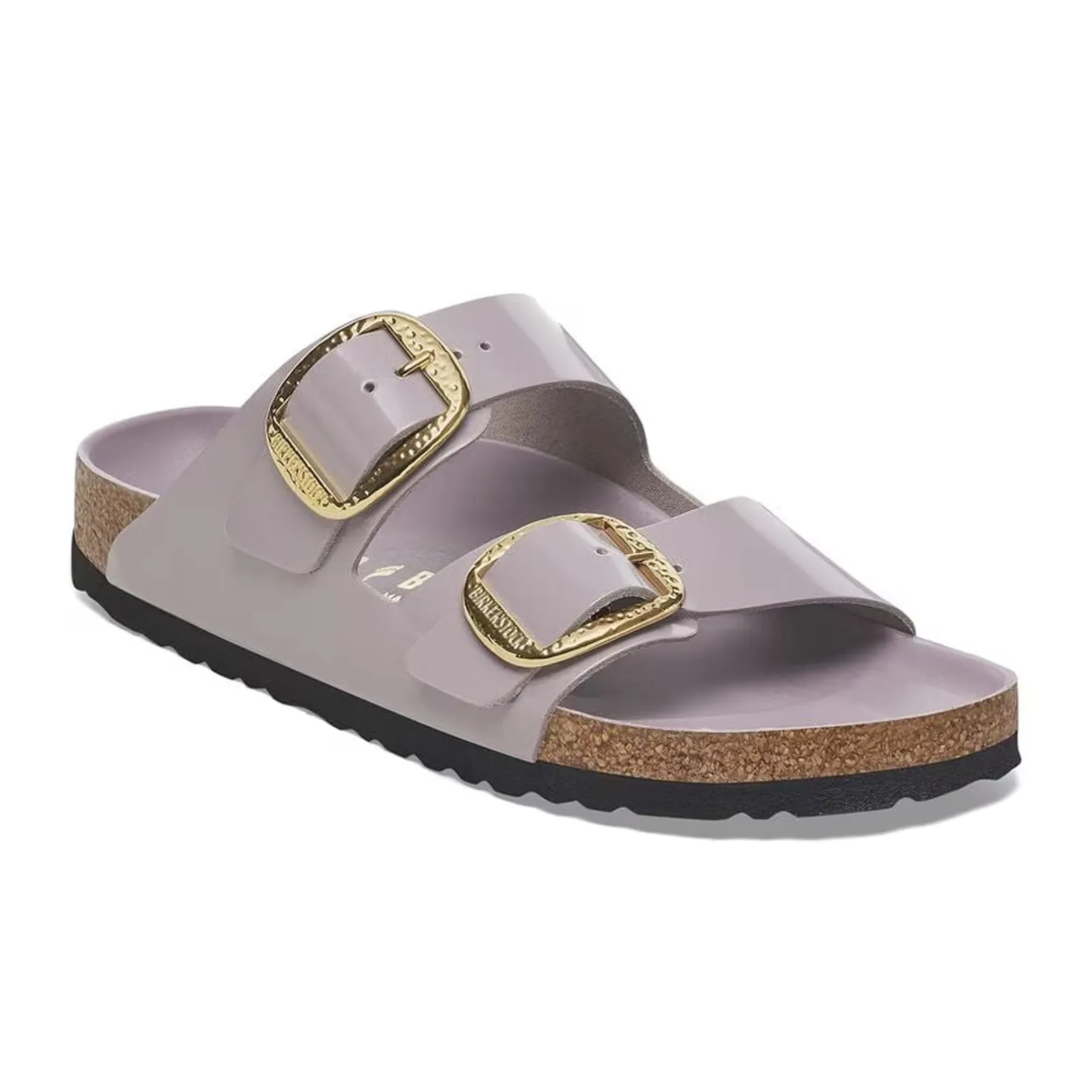 Birkenstock Arizona Hammered Big Buckle Narrow Slide Sandal (Women) - High Shine Faded Purple Leather