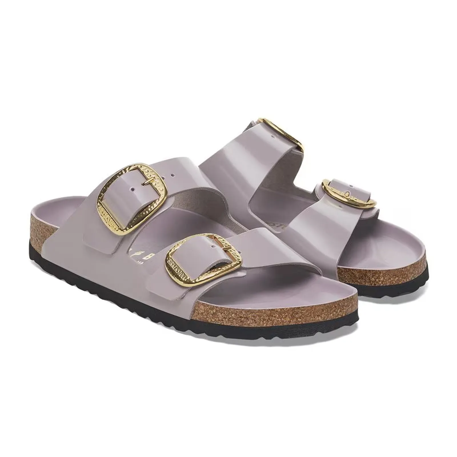 Birkenstock Arizona Hammered Big Buckle Narrow Slide Sandal (Women) - High Shine Faded Purple Leather