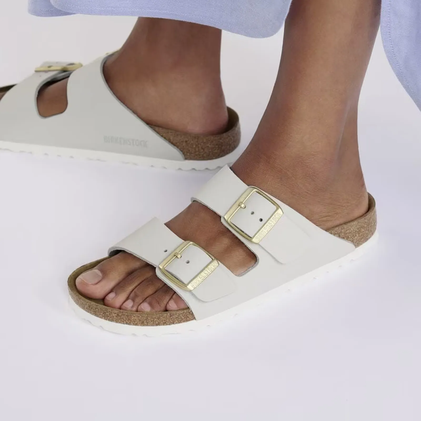 Birkenstock Arizona Narrow Slide Sandal (Women) - Antique White Nubuck