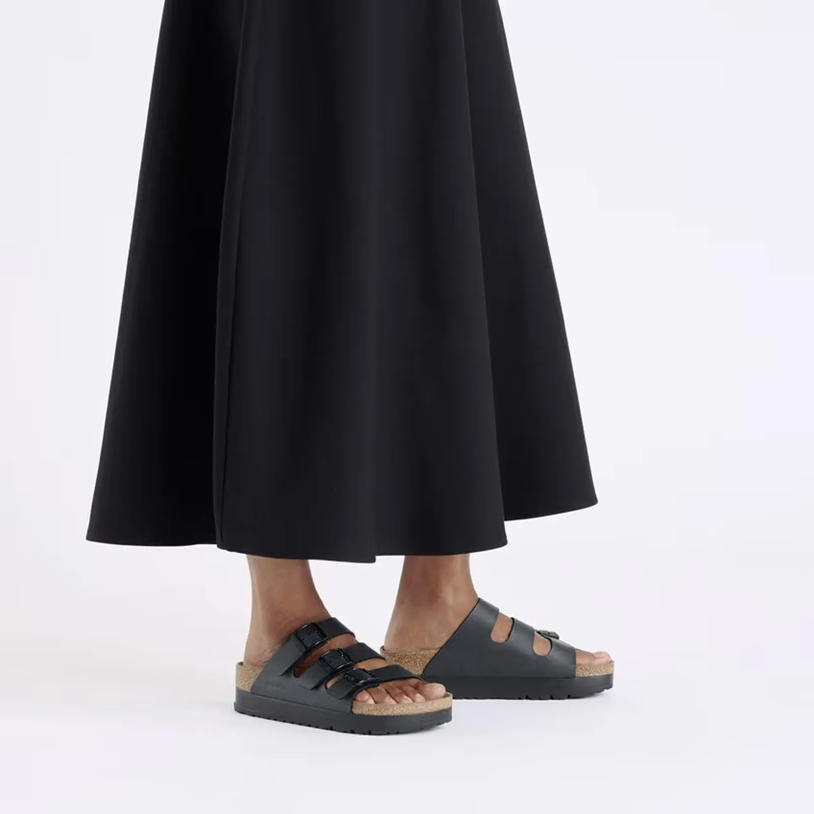 Birkenstock Florida III Platform Narrow Slide Sandal (Women) - Black Birko-Flor