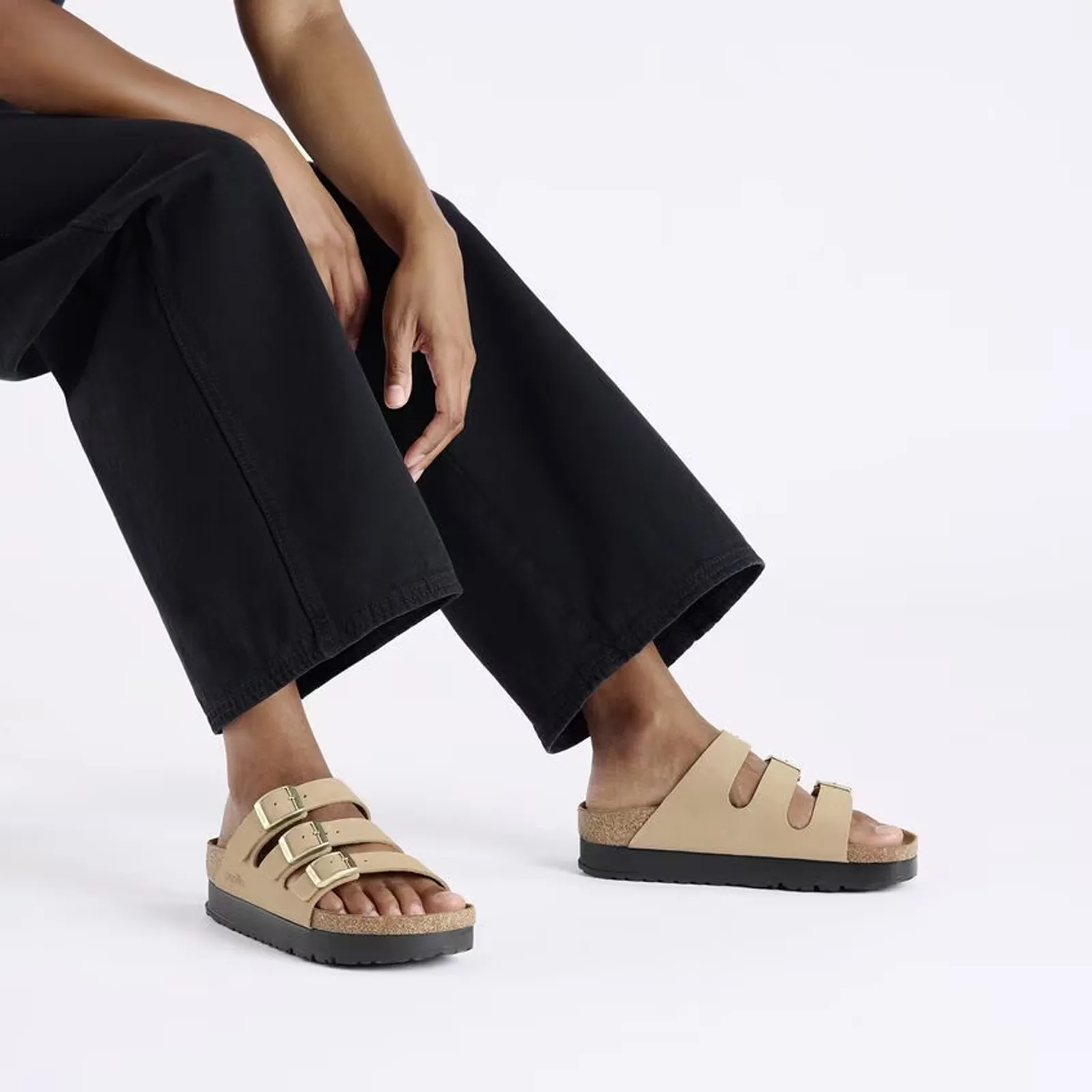 Birkenstock Florida III Platform Narrow Slide Sandal (Women) - Sandcastle Nubuck