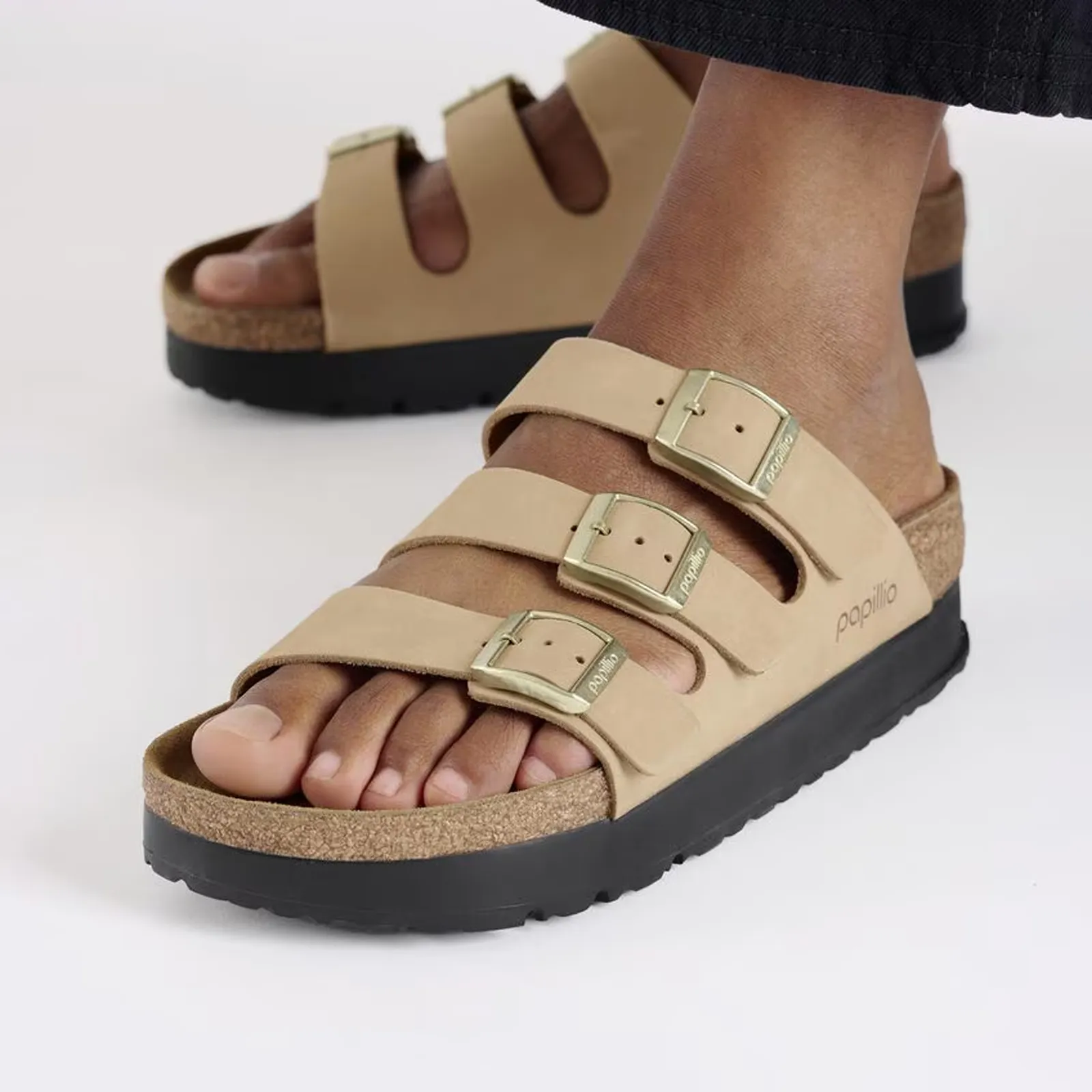 Birkenstock Florida III Platform Narrow Slide Sandal (Women) - Sandcastle Nubuck