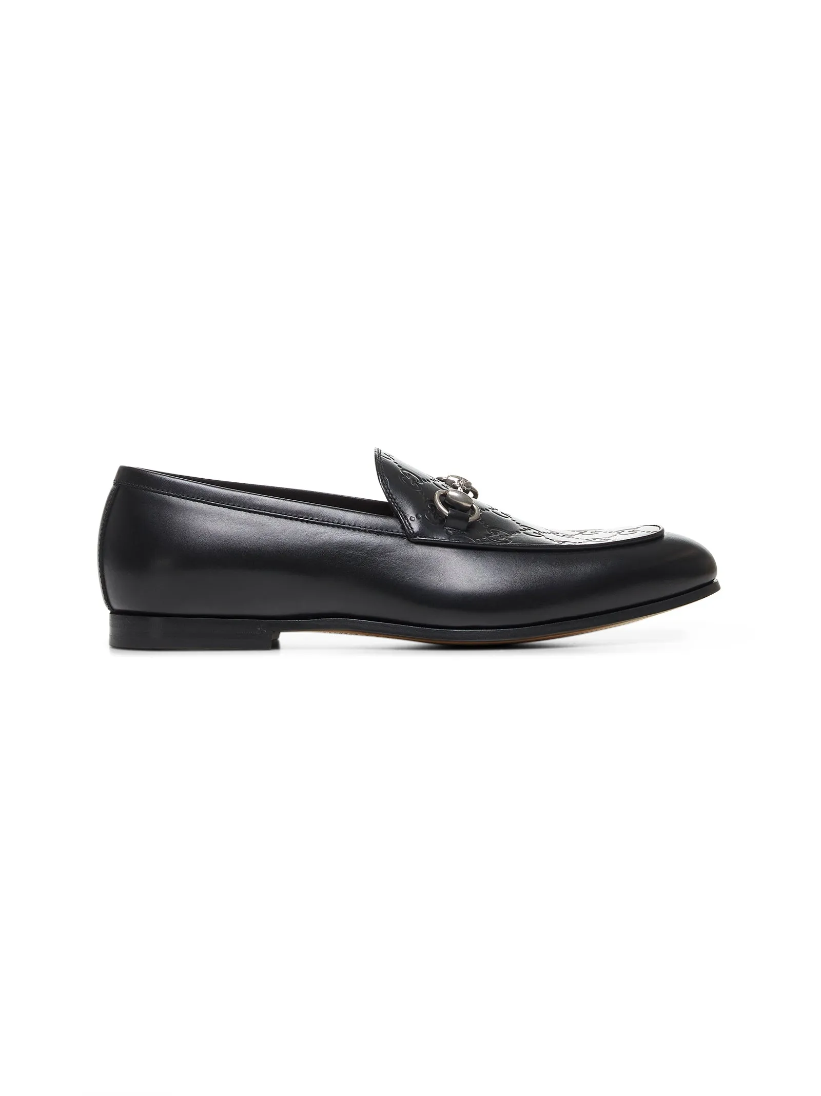 Black leather Horsebit loafers