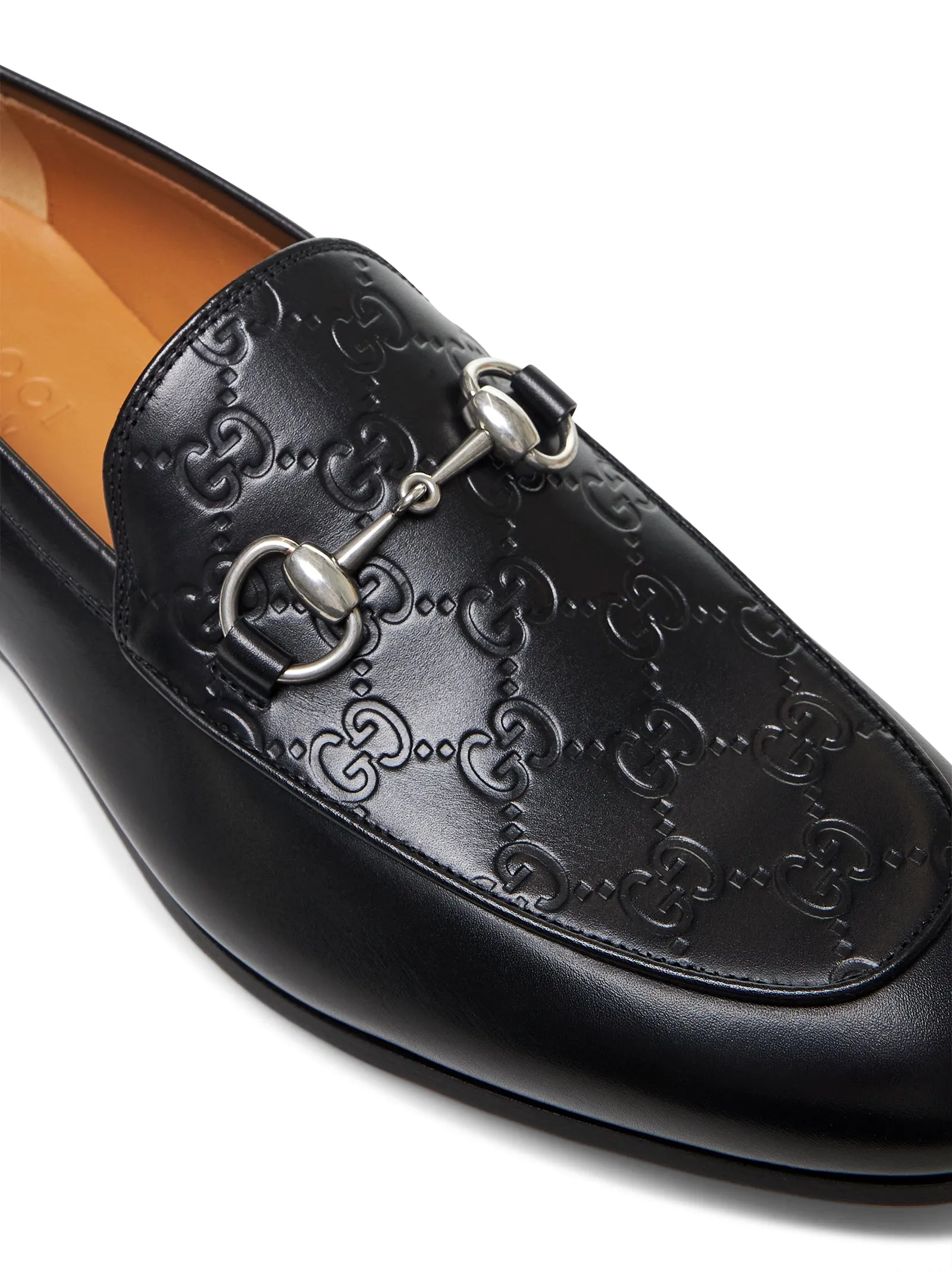 Black leather Horsebit loafers