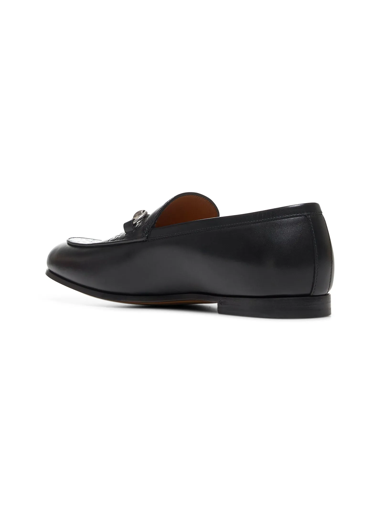 Black leather Horsebit loafers