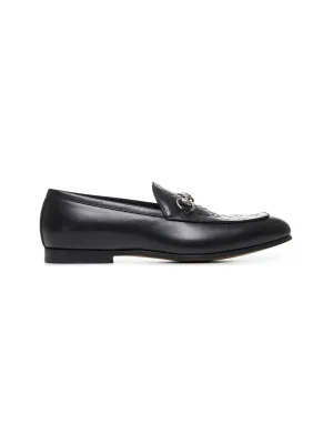 Black leather Horsebit loafers