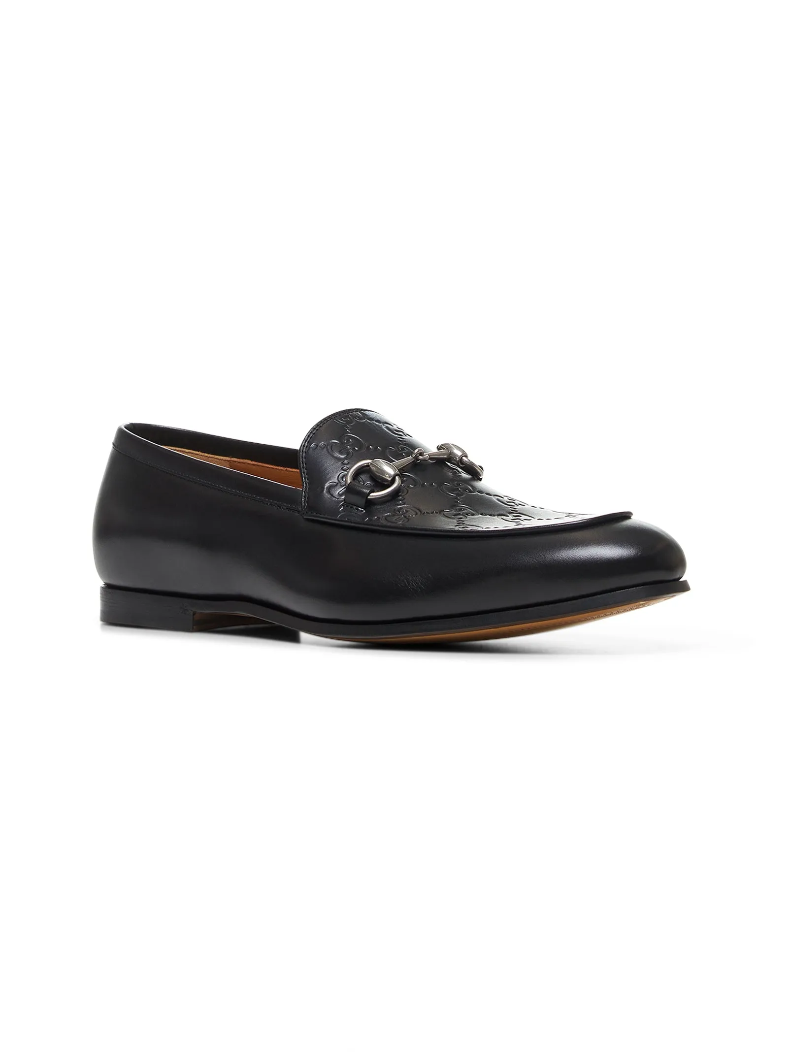 Black leather Horsebit loafers