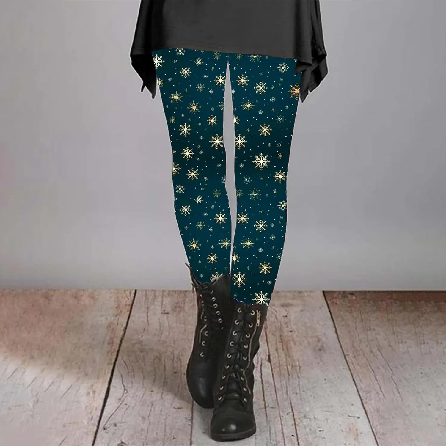 Black Leggings Women Leggings Artistic Splash Printed Soft Stretchy Pants Winter Pants for Women Lined Thermal High