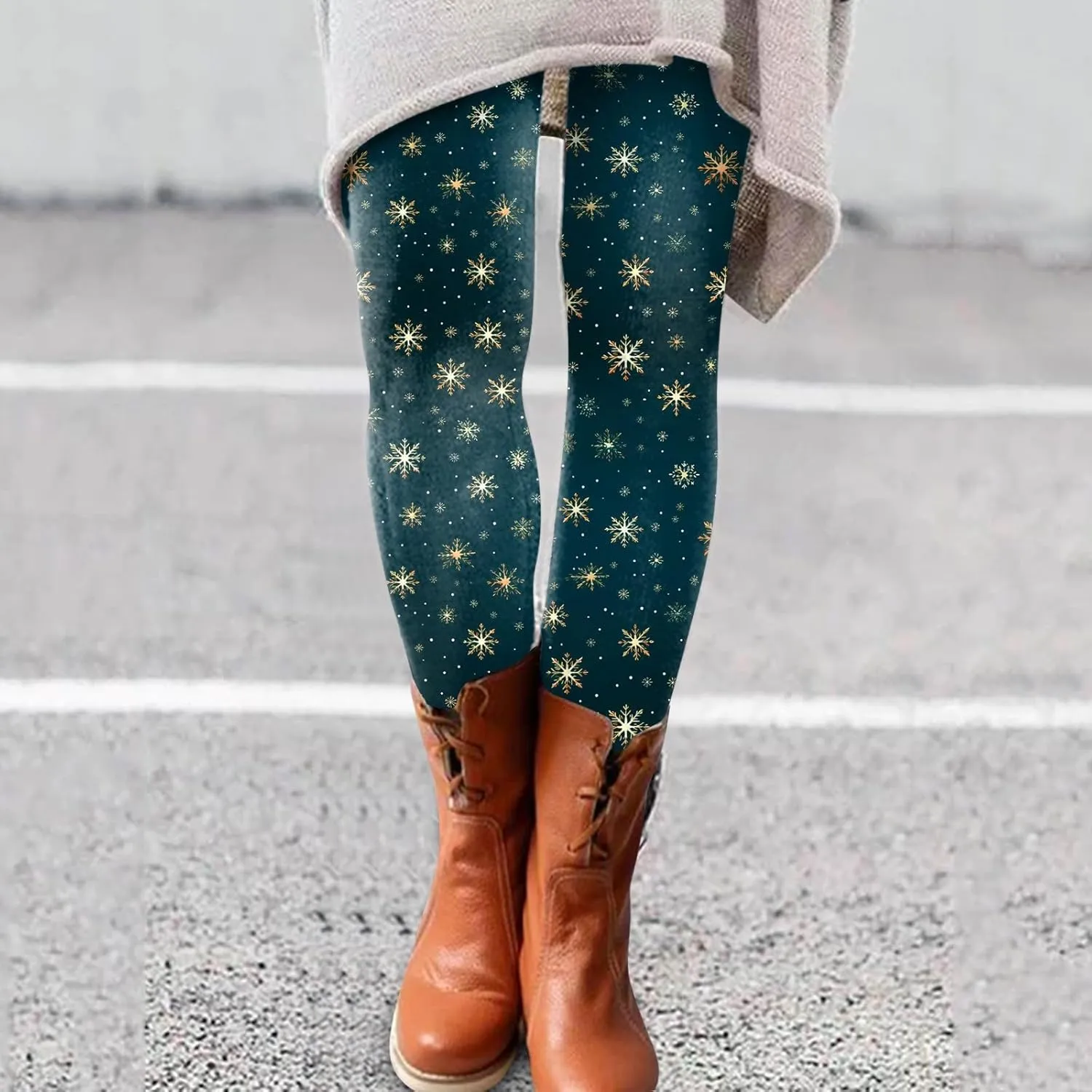 Black Leggings Women Leggings Artistic Splash Printed Soft Stretchy Pants Winter Pants for Women Lined Thermal High