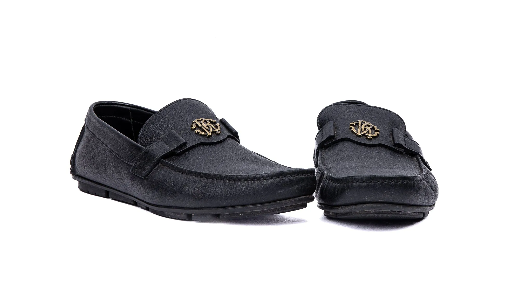 Black Monogram Buckle Loafers