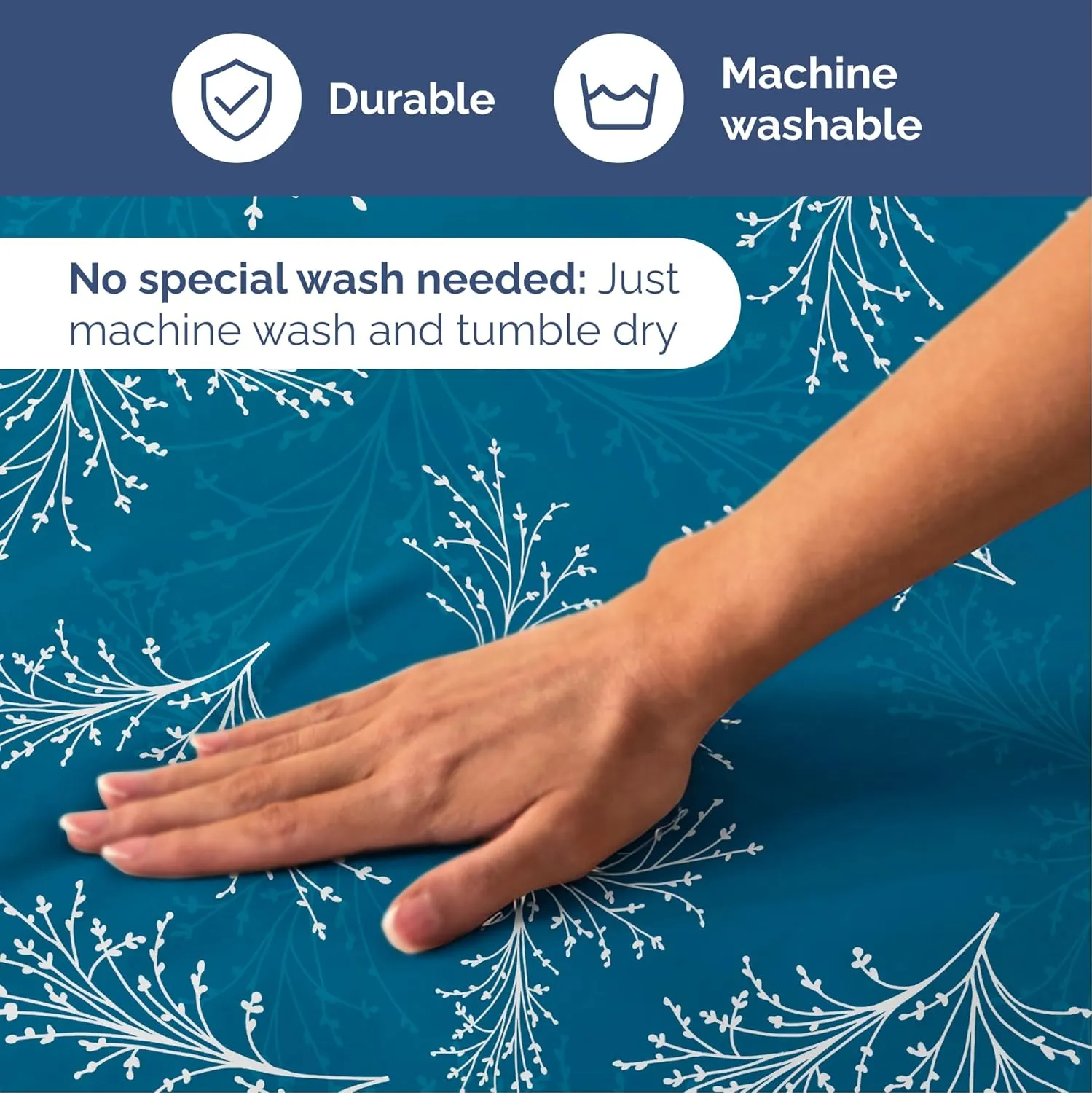Blue & White Floral Sheets 3 Piece Twin Set – 1 Flat & 1 Fitted Sheet & 1 Pillowcase w/Deep Pockets – Wrinkle & Fade Free Boho Botanical Bed Set - Comfy, Ultra-Soft, Breathable & Cooling - Sea Spray