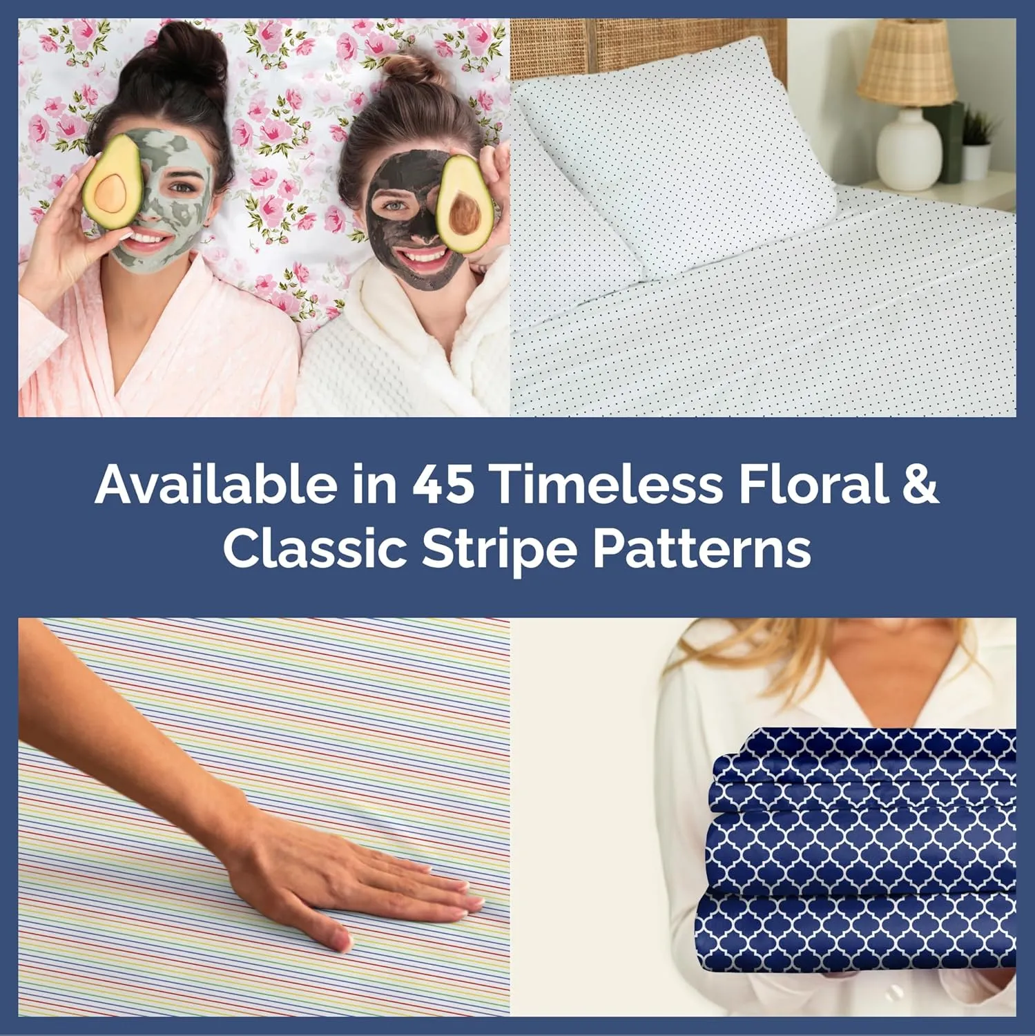 Blue & White Floral Sheets 3 Piece Twin Set – 1 Flat & 1 Fitted Sheet & 1 Pillowcase w/Deep Pockets – Wrinkle & Fade Free Boho Botanical Bed Set - Comfy, Ultra-Soft, Breathable & Cooling - Sea Spray