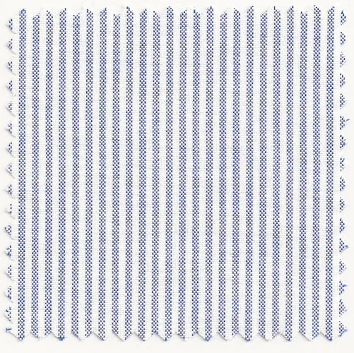 Blue & White University Stripe Two-Ply 100% Pima Cotton Oxford with Button-Down Collar