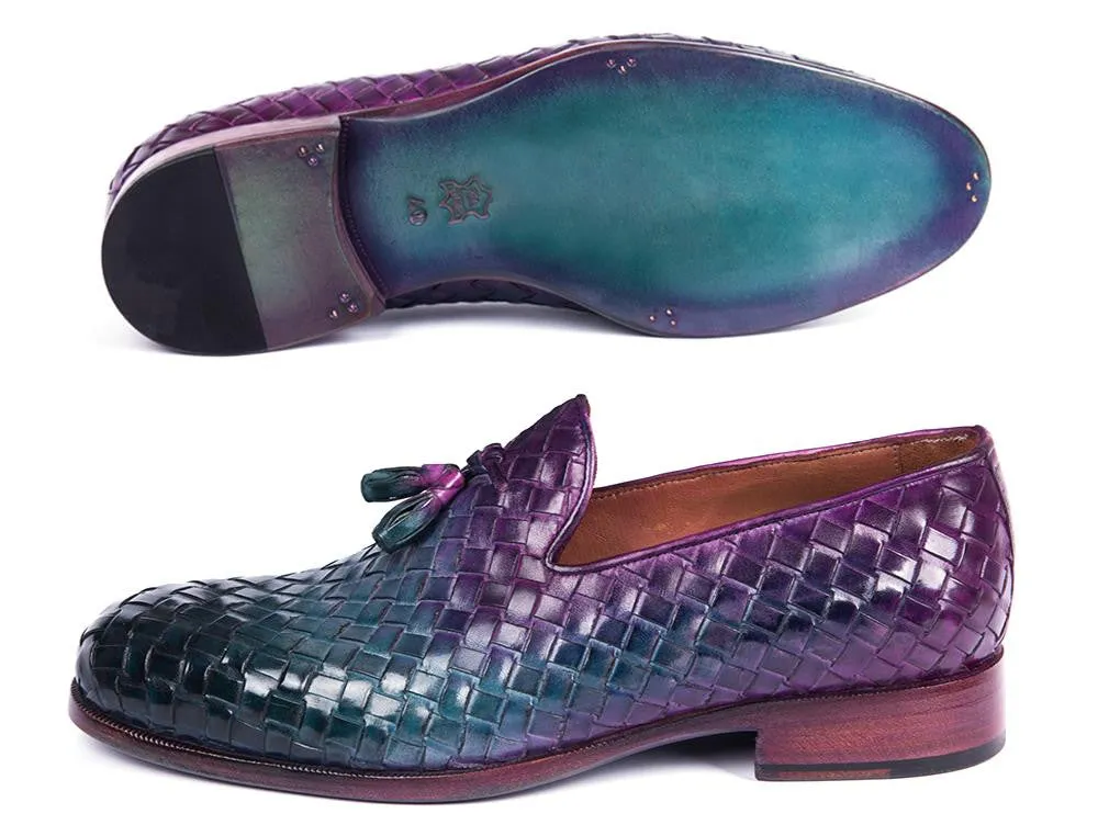 Blue, turquoise, purple multicolor hand-painted.