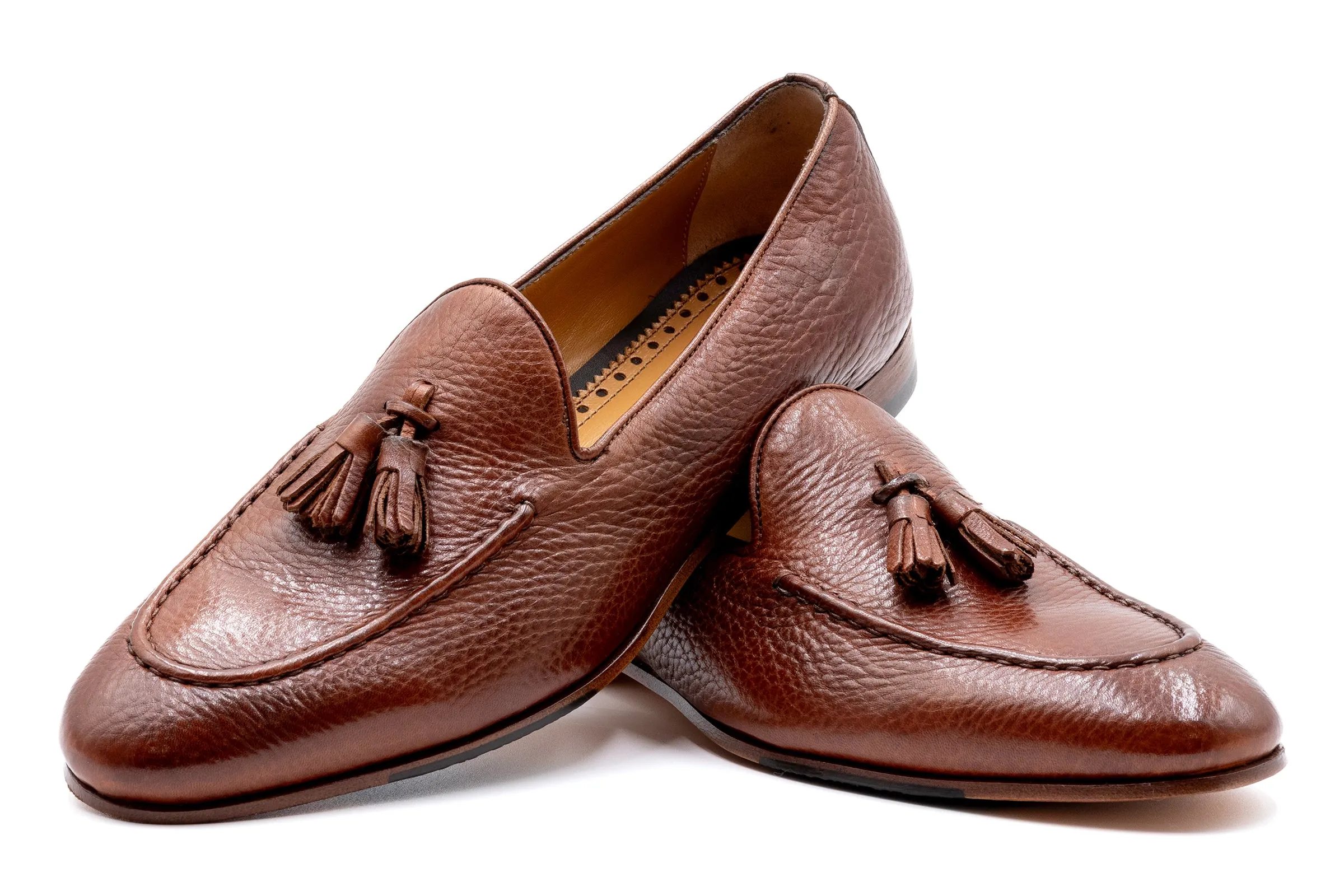 Bologna Tassel Italian Deerskin Loafers - Cuoio