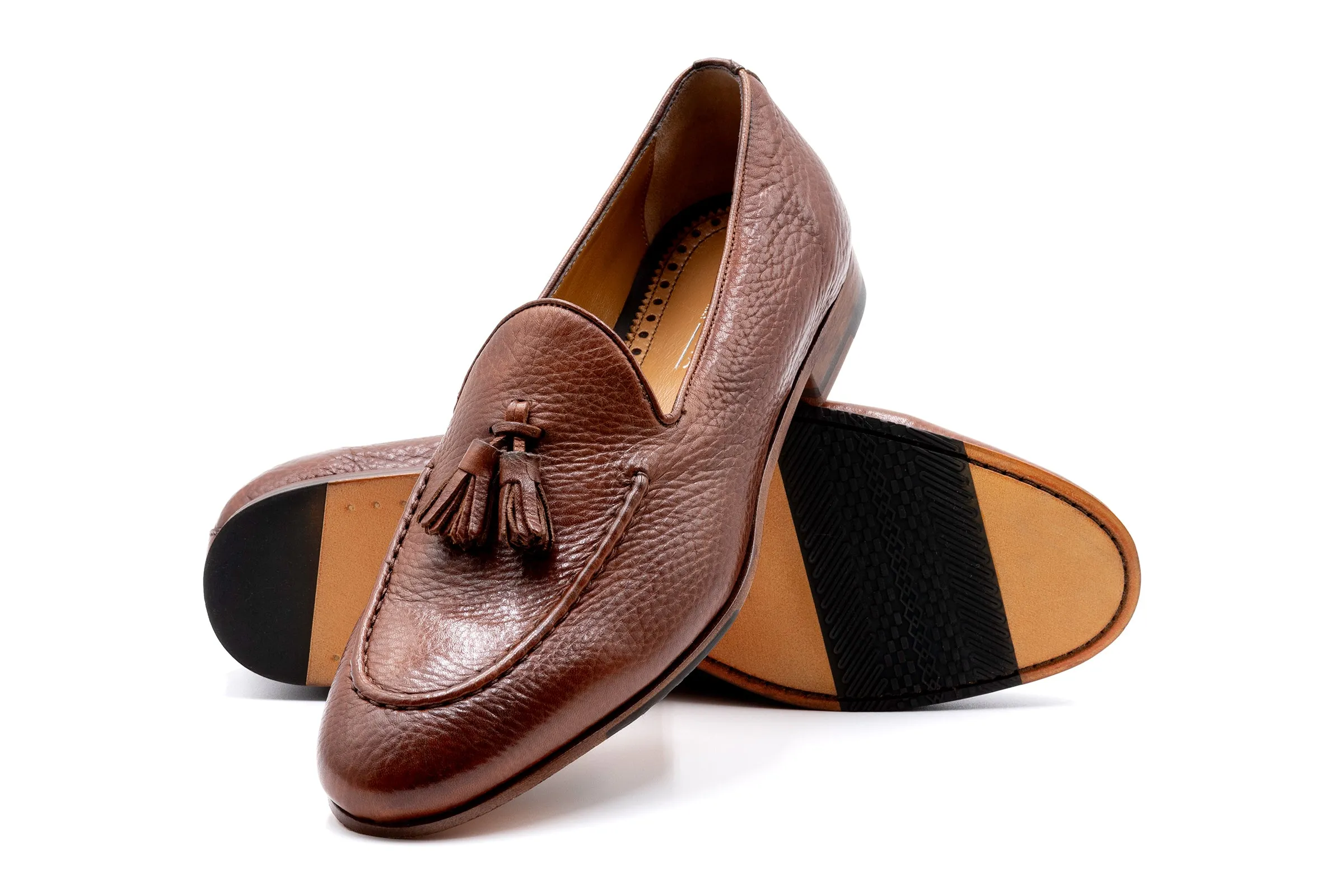 Bologna Tassel Italian Deerskin Loafers - Cuoio