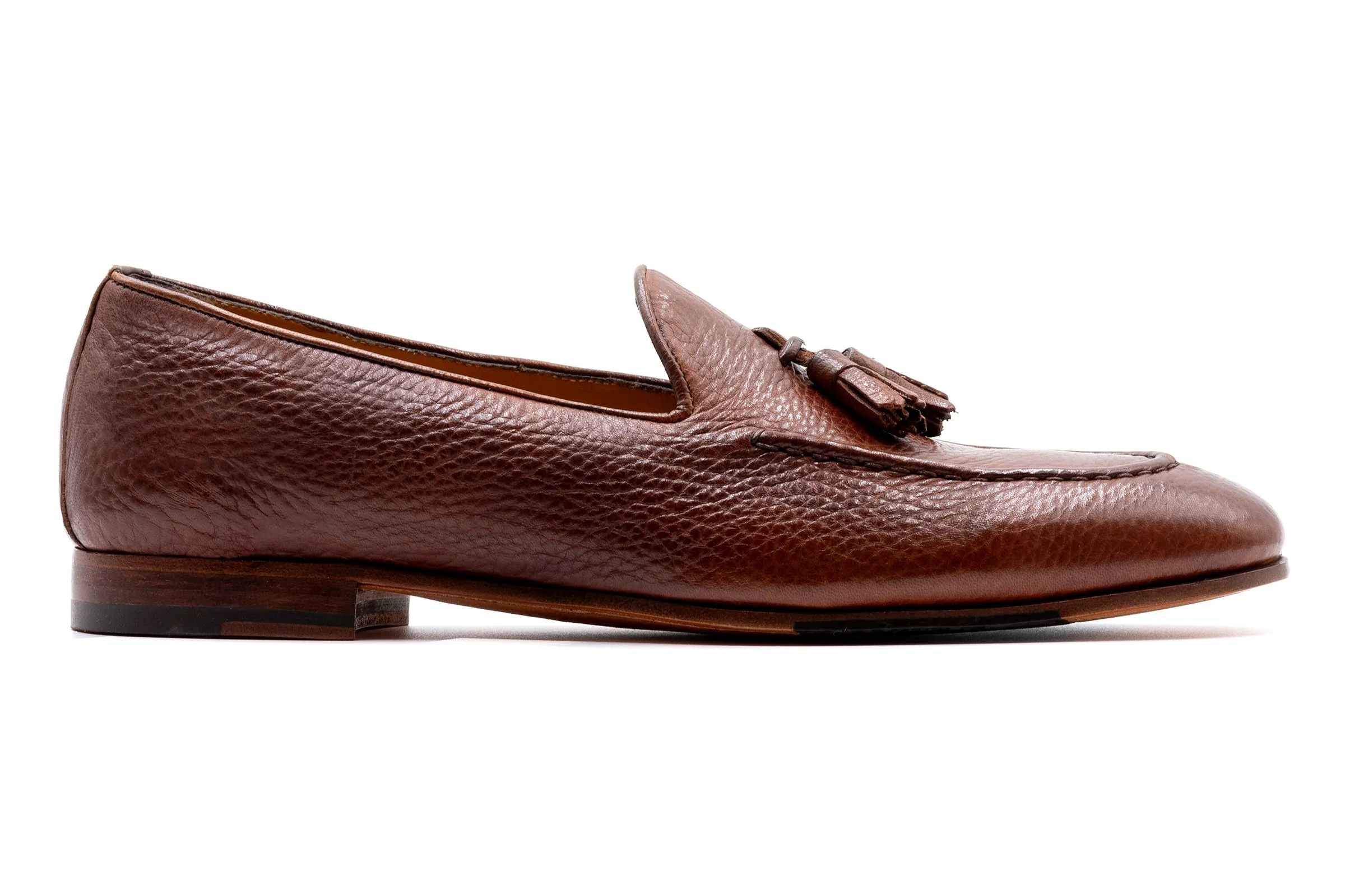 Bologna Tassel Italian Deerskin Loafers - Cuoio
