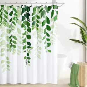 BOODII Green Leaves Spring Shower Curtain for Bathroom Watercolor Fren Eucalyptus Ivy Shower Curtain Set Vine Botanical Garden Jade Green Natural Bath Curtains Bathroom Decor 72x72