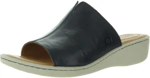BORN Womens Solid Leather Wedge Sandals