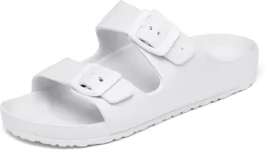 Boys Girls Double Buckle Slip on Slide Kid Beach Sandals Adjustable EVA Summer Pool Shower Shoes Indoor Outdoor Slippers
