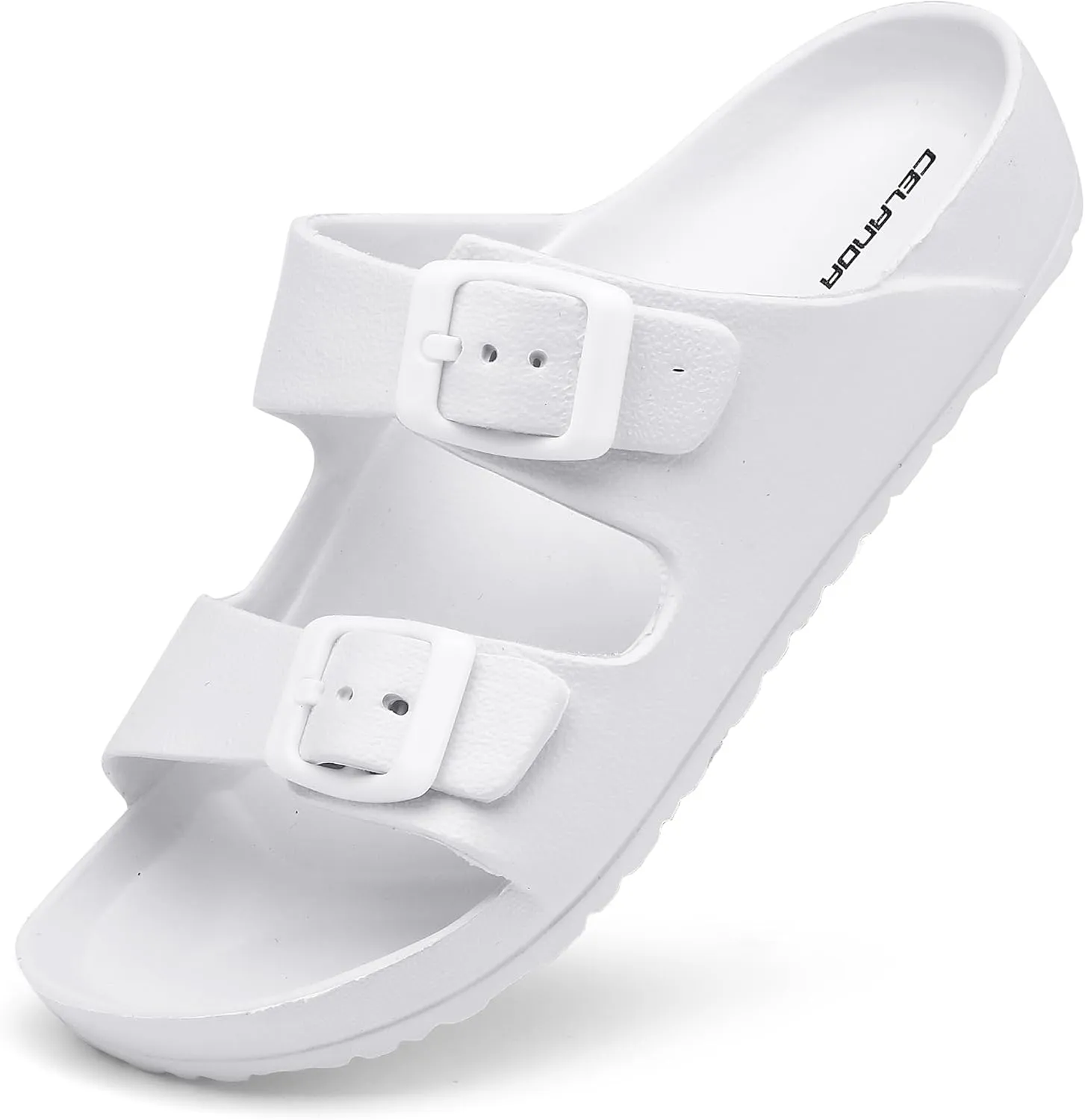 Boys Girls Double Buckle Slip on Slide Kid Beach Sandals Adjustable EVA Summer Pool Shower Shoes Indoor Outdoor Slippers