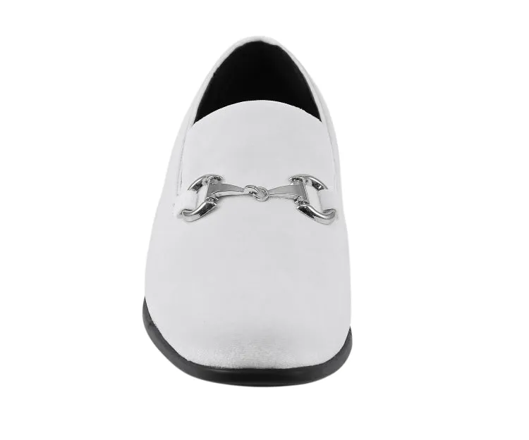 Brad White Velvet Loafers
