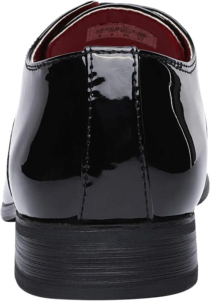 Bruno Marc Men's Faux Patent Leather Tuxedo Dress Shoes Classic Lace-up Formal Oxford