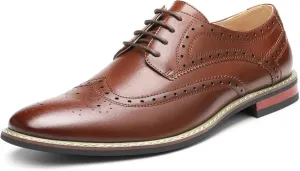 Bruno Moda Italy Prince Men's Classic Modern Oxford Wingtip Lace Dress Shoes