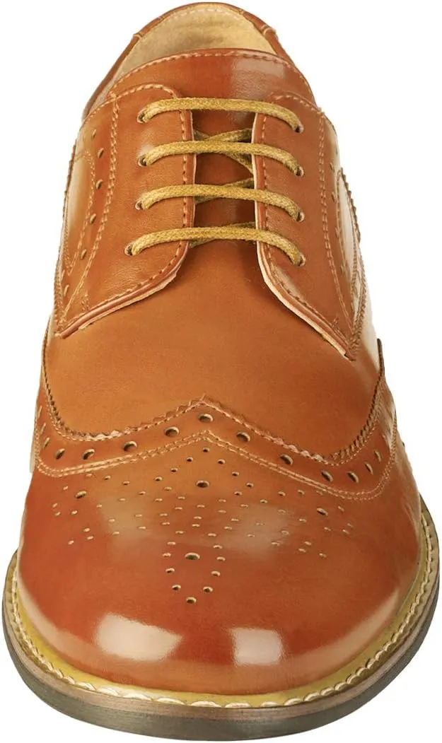 Bruno Moda Italy Prince Men's Classic Modern Oxford Wingtip Lace Dress Shoes