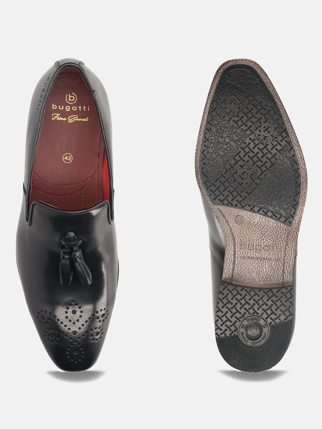 bugatti Black Premium Leather Slip-ons Formal
